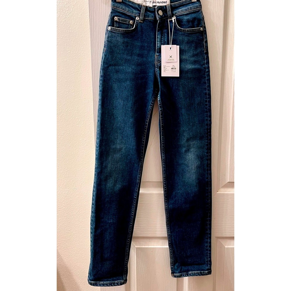Won Hundred Straight Lounge Blue Four Jeans Womens 24 High Rise Stretch‎ Italy